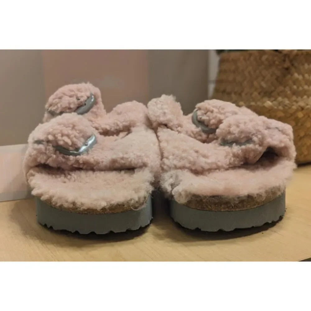 Birkenstock Arizona Crystal Rose Big Buckle Teddy Shearling Sandal EU 40 NIB